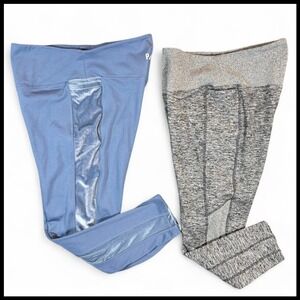 Lot 2 PINK Victoria's Secret Cozy High Waist Leggings Velvet Blue Gray Pockets L